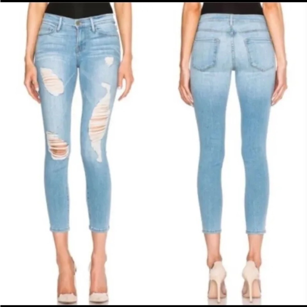 Frame Denim Le Skinny De Jeanne Crop Jeans In Georgina Wash Size 26